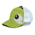 Cute Frankenstein Face Print White Mesh Trucker Cap