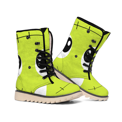 Cute Frankenstein Face Print Winter Boots