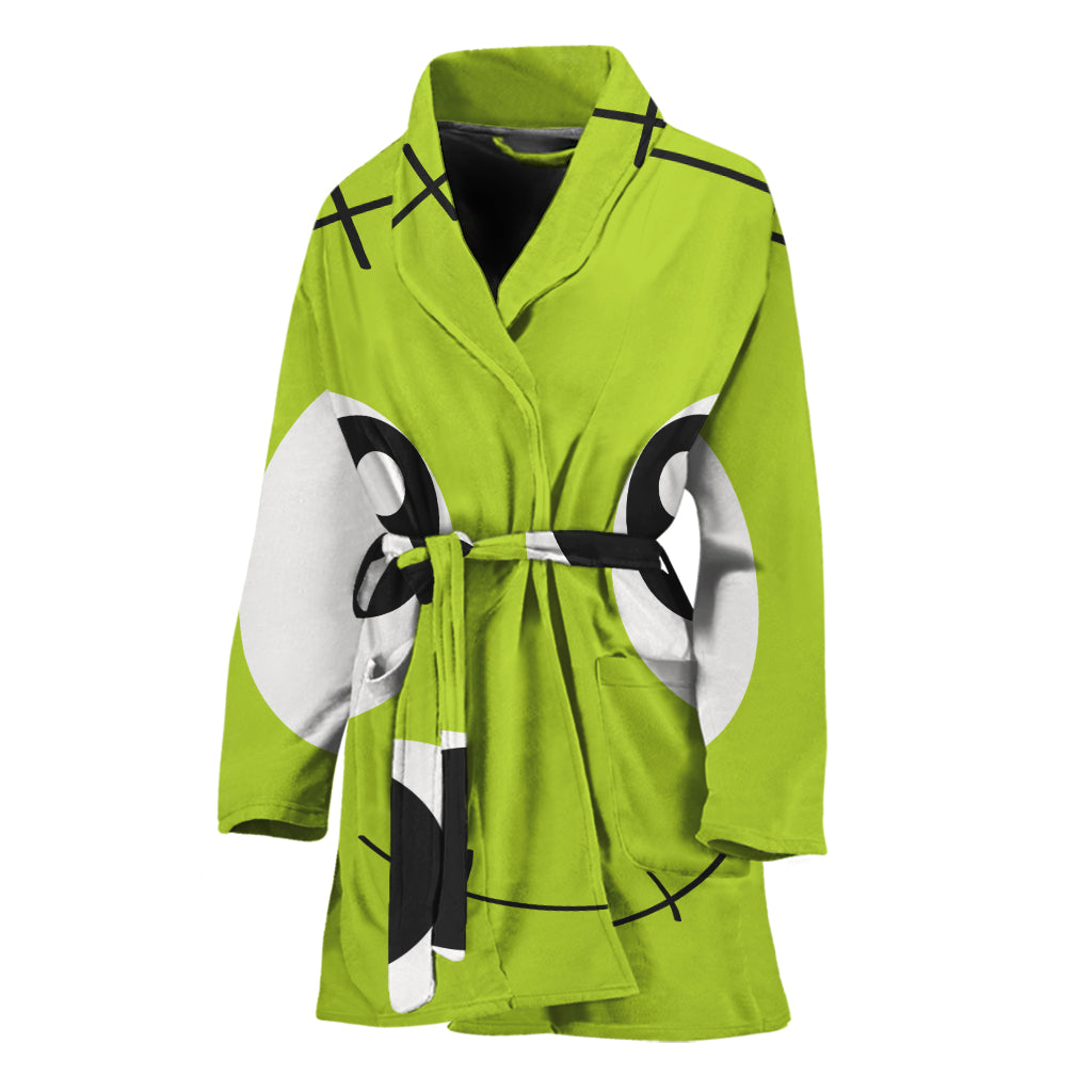 Cute Frankenstein Face Print Women's Bathrobe