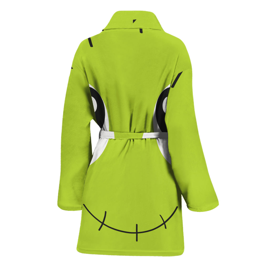 Cute Frankenstein Face Print Women's Bathrobe