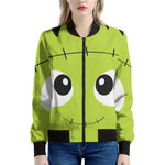 Cute Frankenstein Face Print Women's Bomber Jacket