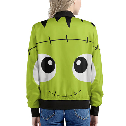 Cute Frankenstein Face Print Women's Bomber Jacket
