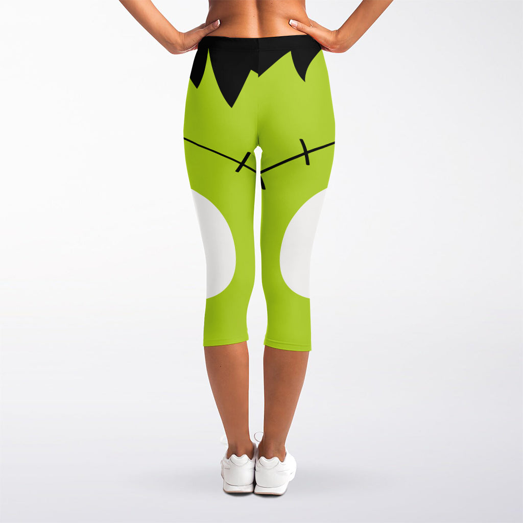 Cute Frankenstein Face Print Women's Capri Leggings