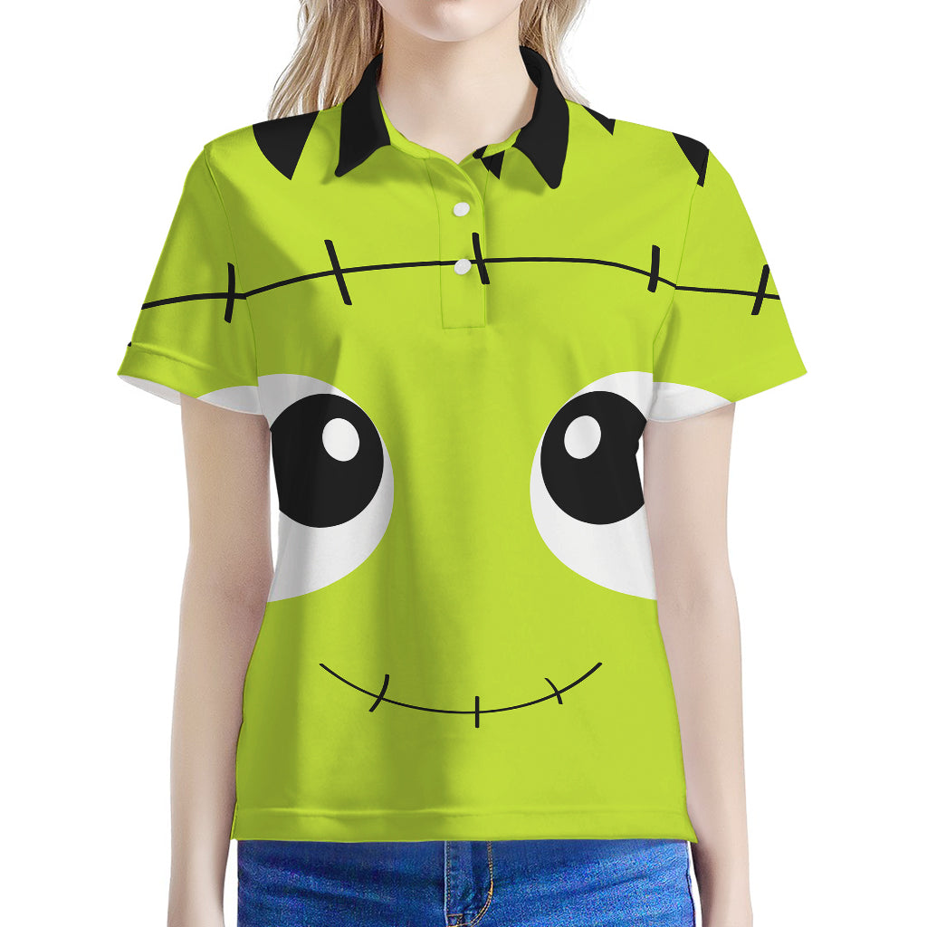 Cute Frankenstein Face Print Women's Polo Shirt