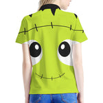 Cute Frankenstein Face Print Women's Polo Shirt