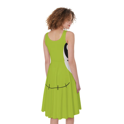 Cute Frankenstein Face Print Women's Sleeveless Dress