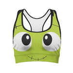 Cute Frankenstein Face Print Women's Sports Bra
