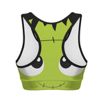 Cute Frankenstein Face Print Women's Sports Bra