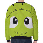 Cute Frankenstein Face Print Zip Sleeve Bomber Jacket