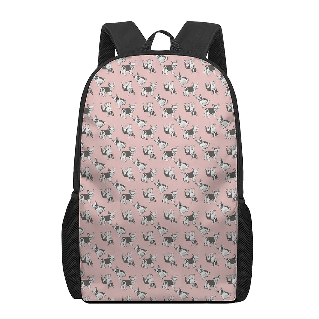 Cute French Bulldog Puppy Pattern Print 17 Inch Backpack