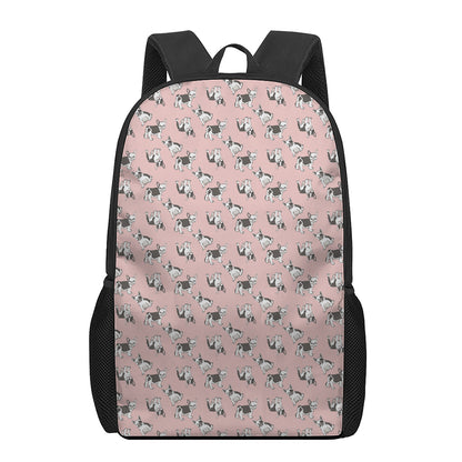 Cute French Bulldog Puppy Pattern Print 17 Inch Backpack