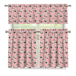 Cute French Bulldog Puppy Pattern Print 3 Piece Kitchen Curtains