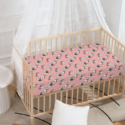 Cute French Bulldog Puppy Pattern Print Baby Crib Sheet