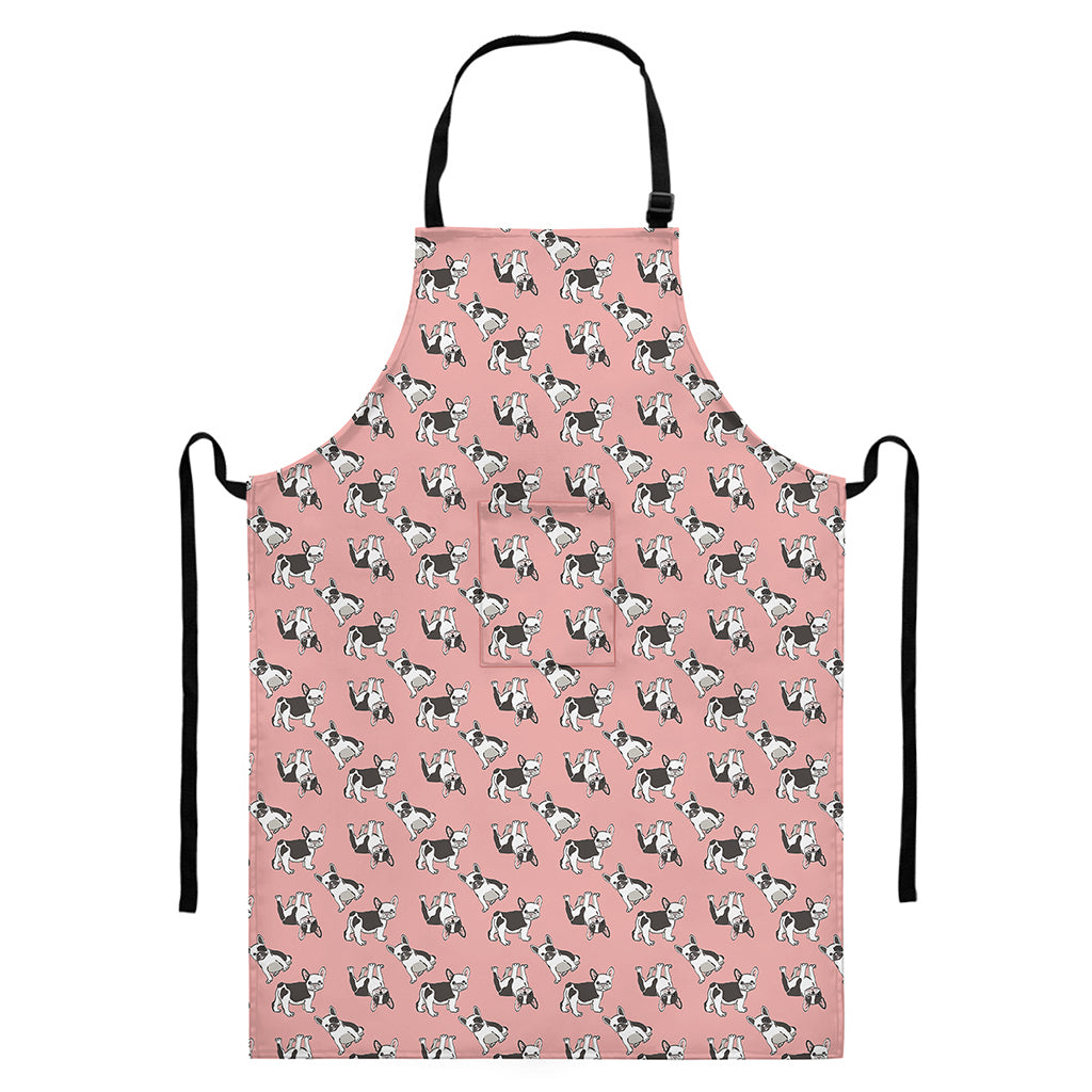 Cute French Bulldog Puppy Pattern Print Bib Apron With Pocket