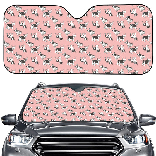Cute French Bulldog Puppy Pattern Print Car Windshield Sun Shade