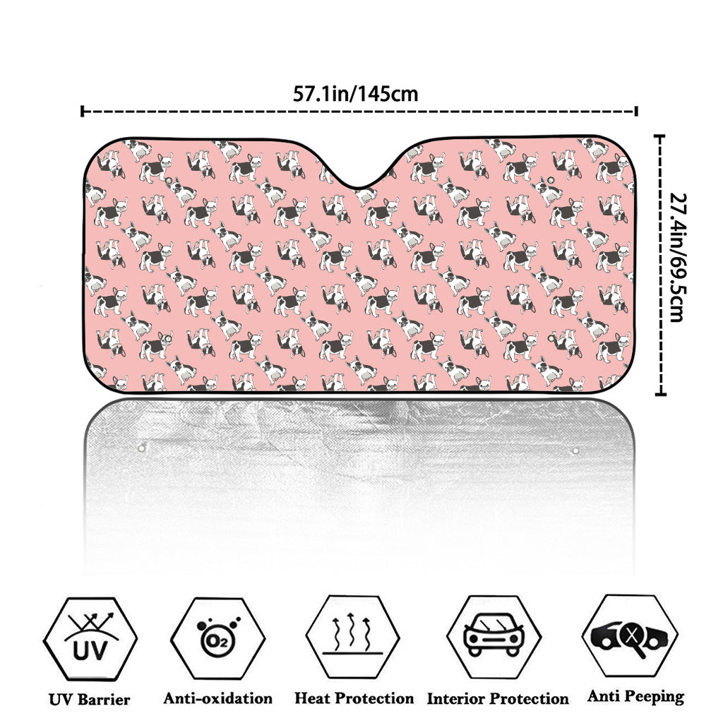 Cute French Bulldog Puppy Pattern Print Car Windshield Sun Shade