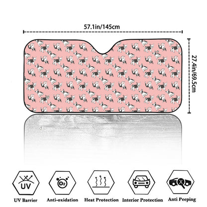 Cute French Bulldog Puppy Pattern Print Car Windshield Sun Shade