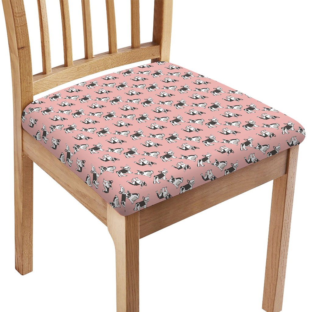 Cute French Bulldog Puppy Pattern Print Chair Cushion Cover