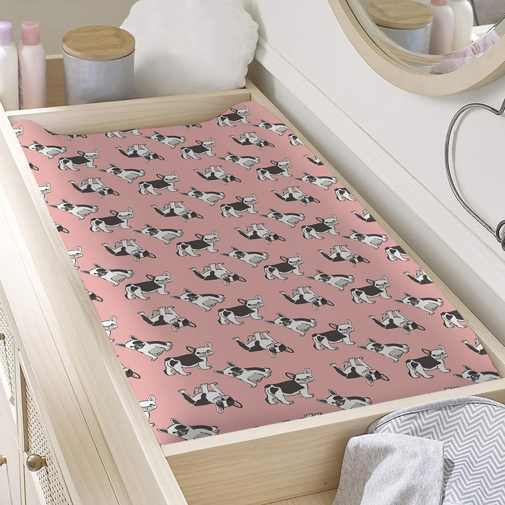 Cute French Bulldog Puppy Pattern Print Changing Pad Cover