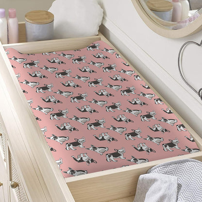 Cute French Bulldog Puppy Pattern Print Changing Pad Cover