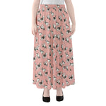 Cute French Bulldog Puppy Pattern Print Chiffon Maxi Skirt