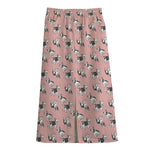 Cute French Bulldog Puppy Pattern Print Cotton Front Slit Maxi Skirt