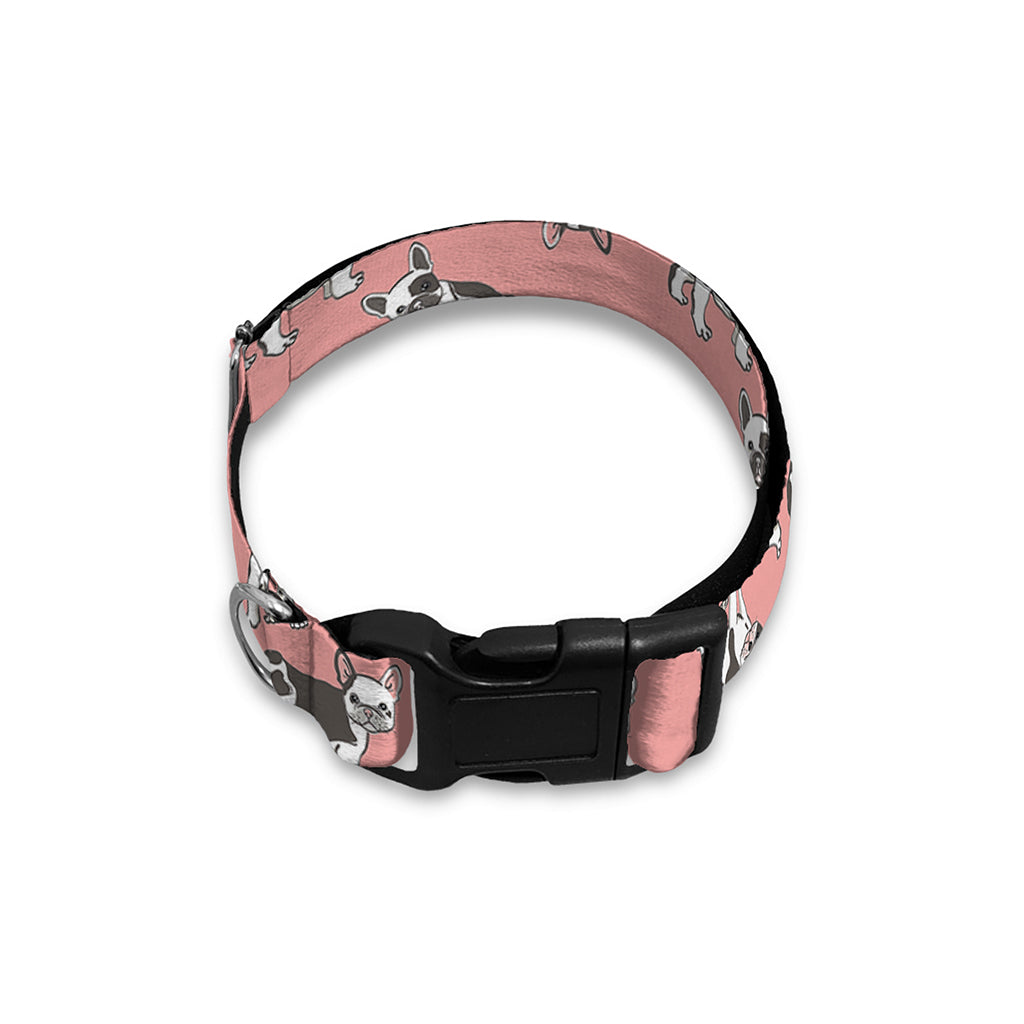 Cute French Bulldog Puppy Pattern Print Dog Collar