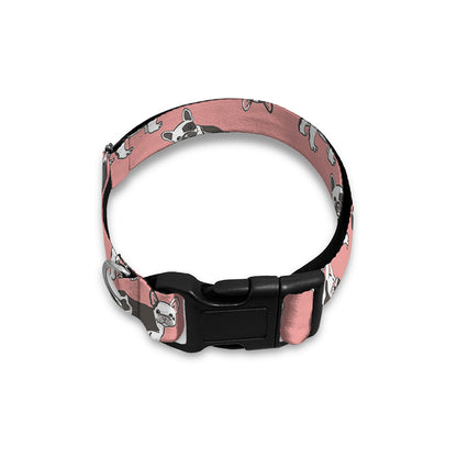 Cute French Bulldog Puppy Pattern Print Dog Collar
