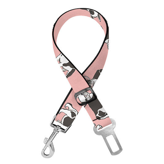 Cute French Bulldog Puppy Pattern Print Dog Seat Belt