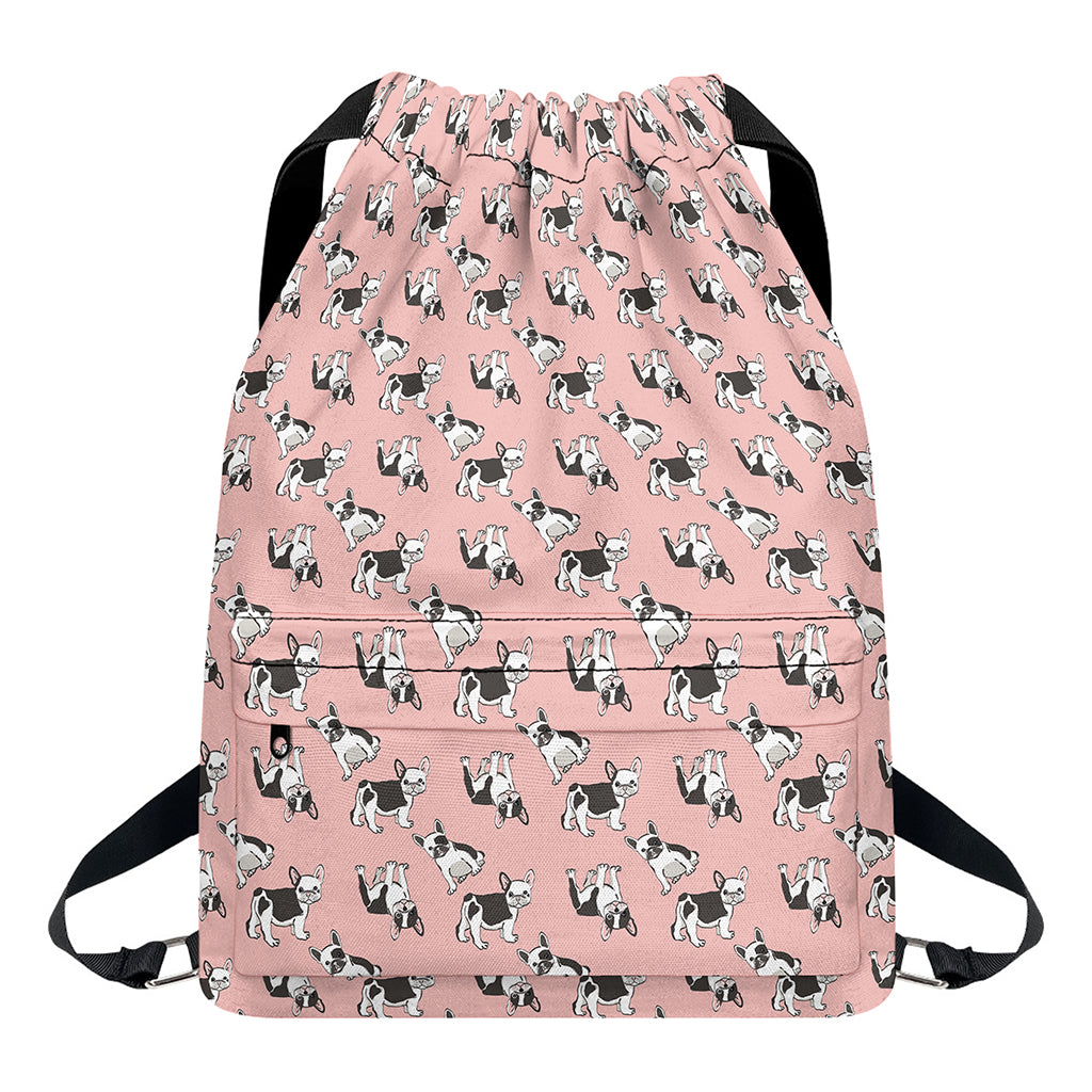 Cute French Bulldog Puppy Pattern Print Drawstring Backpack