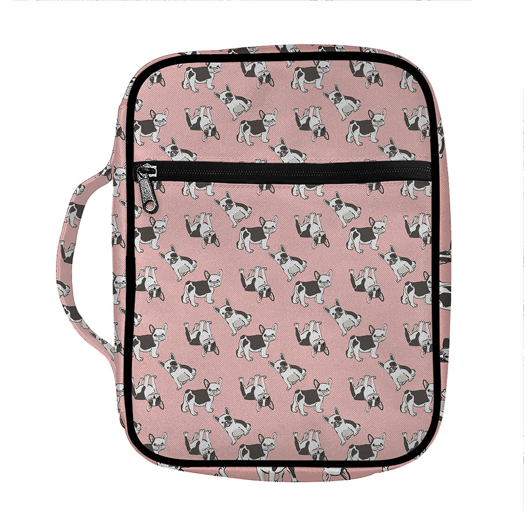 Cute French Bulldog Puppy Pattern Print Front Pocket Bible Bag