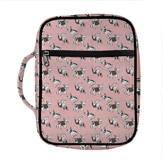 Cute French Bulldog Puppy Pattern Print Front Pocket Bible Bag