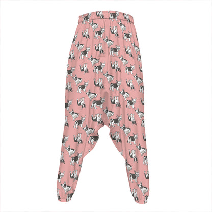 Cute French Bulldog Puppy Pattern Print Hammer Pants