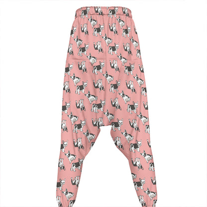 Cute French Bulldog Puppy Pattern Print Hammer Pants