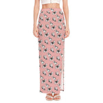 Cute French Bulldog Puppy Pattern Print High Slit Maxi Skirt