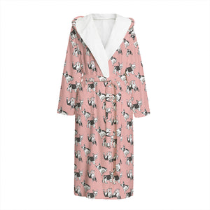 Cute French Bulldog Puppy Pattern Print Hooded Bathrobe