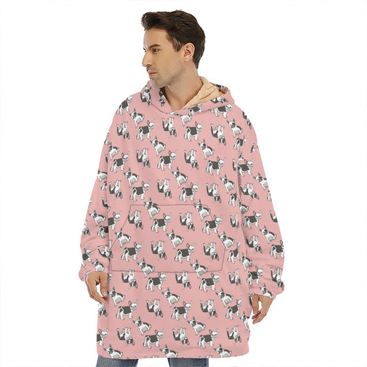Cute French Bulldog Puppy Pattern Print Hoodie Blanket