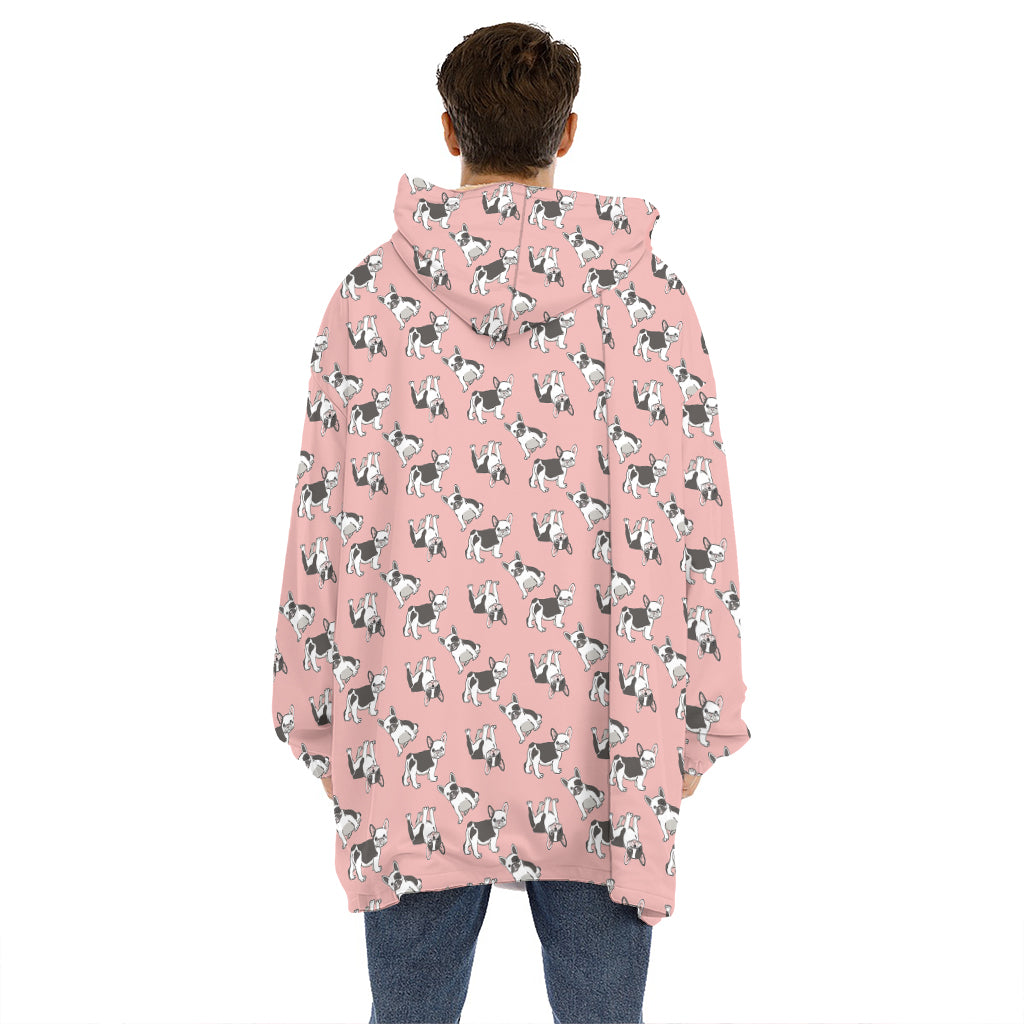 Cute French Bulldog Puppy Pattern Print Hoodie Blanket