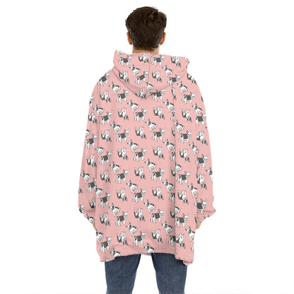 Cute French Bulldog Puppy Pattern Print Hoodie Blanket