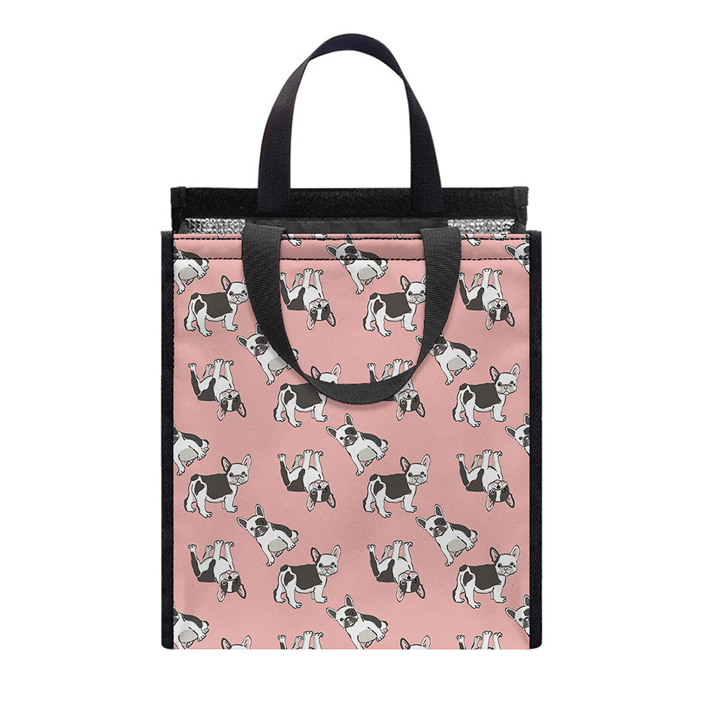 Cute French Bulldog Puppy Pattern Print Insulated Lunch Tote