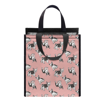 Cute French Bulldog Puppy Pattern Print Insulated Lunch Tote