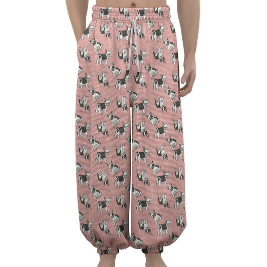Cute French Bulldog Puppy Pattern Print Lantern Pants
