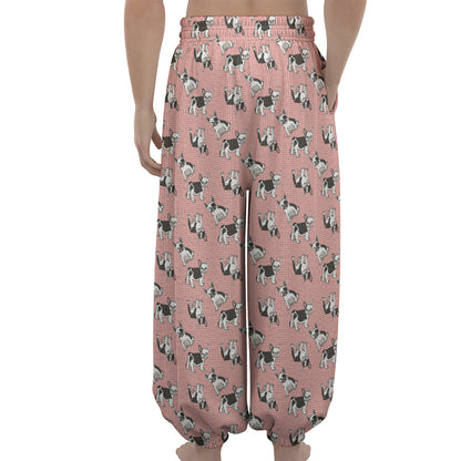 Cute French Bulldog Puppy Pattern Print Lantern Pants