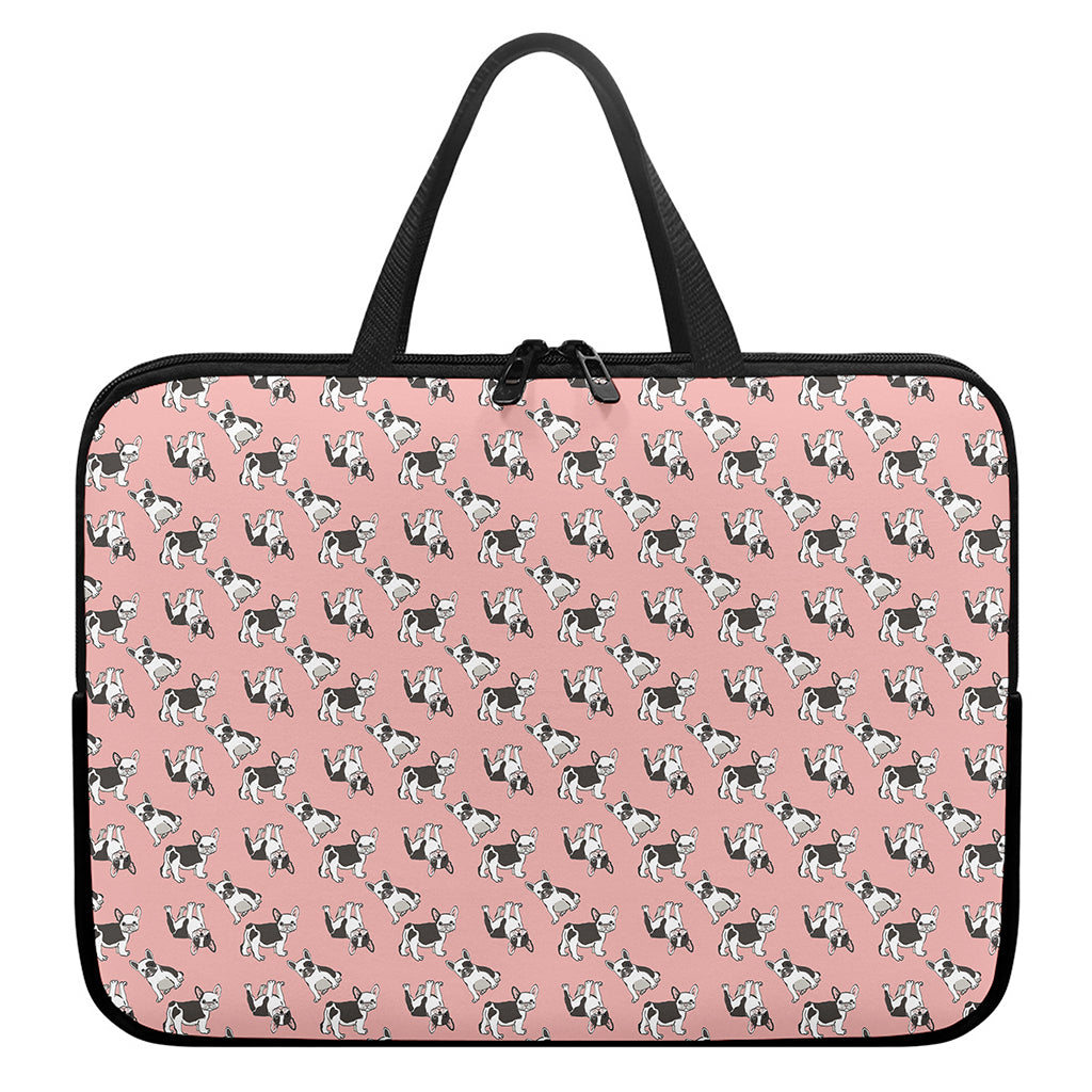 Cute French Bulldog Puppy Pattern Print Laptop Sleeve With Handle