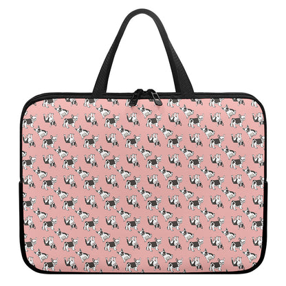 Cute French Bulldog Puppy Pattern Print Laptop Sleeve With Handle