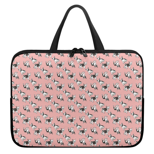 Cute French Bulldog Puppy Pattern Print Laptop Sleeve With Handle