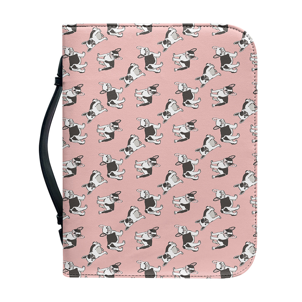 Cute French Bulldog Puppy Pattern Print Leather Bible Cover