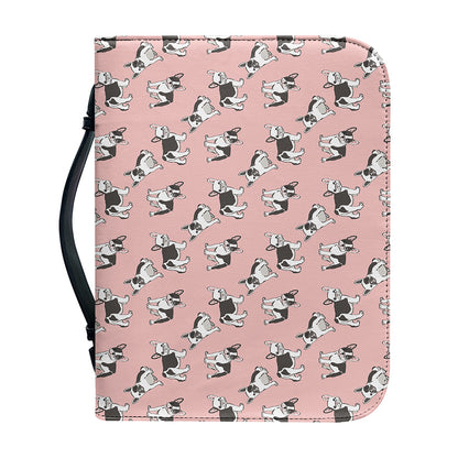 Cute French Bulldog Puppy Pattern Print Leather Bible Cover
