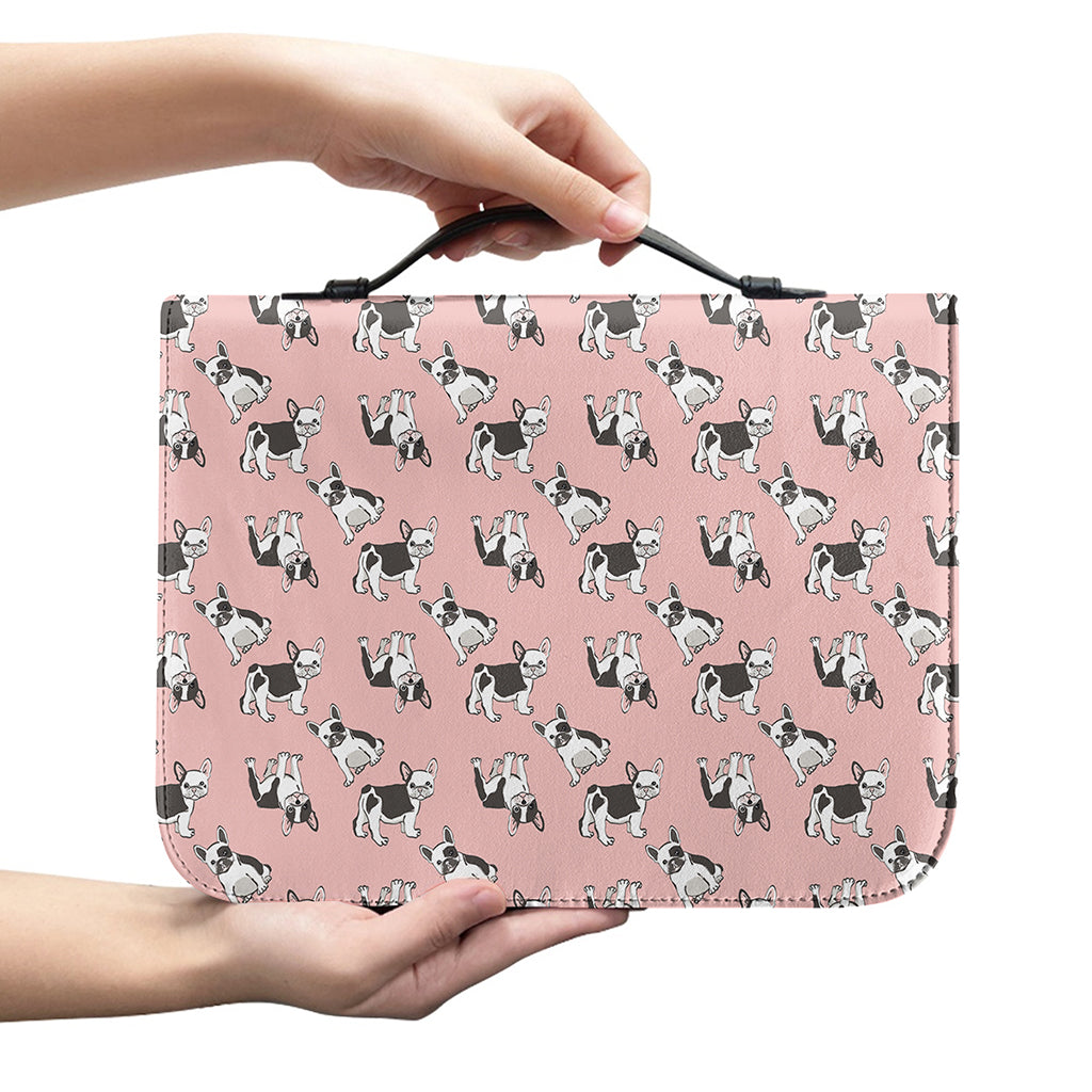 Cute French Bulldog Puppy Pattern Print Leather Bible Cover