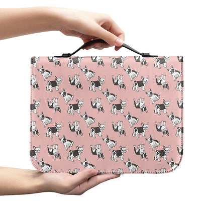 Cute French Bulldog Puppy Pattern Print Leather Bible Cover